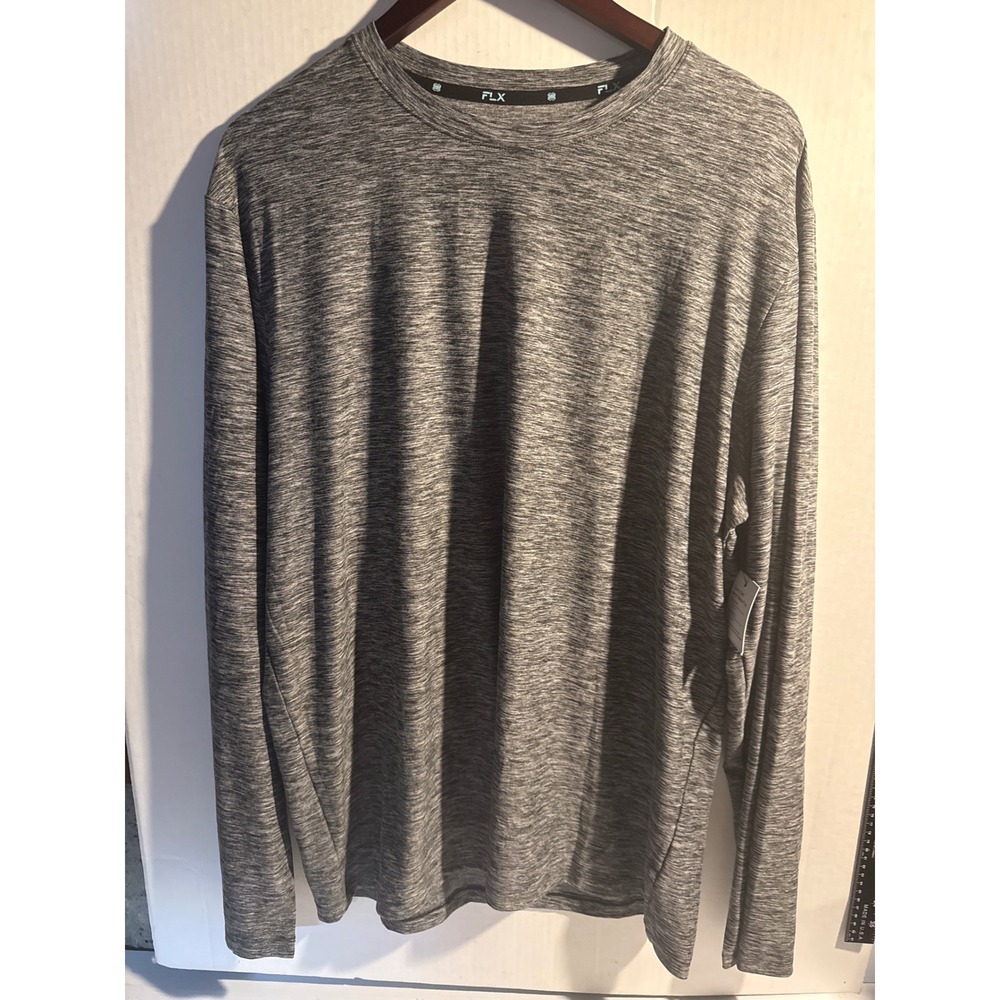 FLX Mens Luxury Soft Wander Long Sleeve Top Grey Heather XL Moisture Wicking NEW